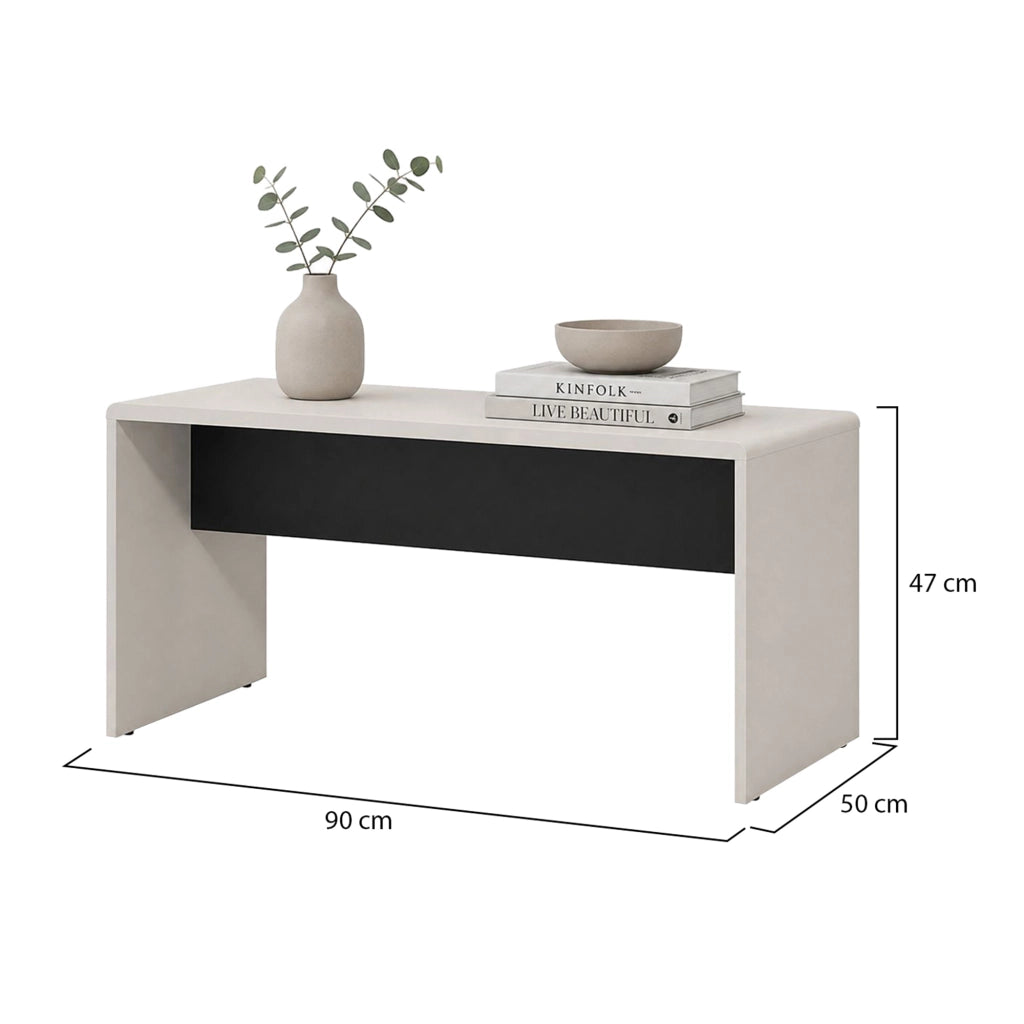 Limatola, Tavolino da Salotto Forma Rettangolare, 90x50x47h cm Bianco Crema