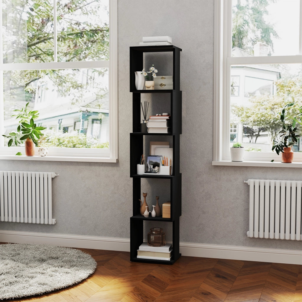 Libreria a 5 Livelli Design Moderno ¨C Xylo ¨C Scaffale Ripiani Legno Nero per Soggiorno Ufficio