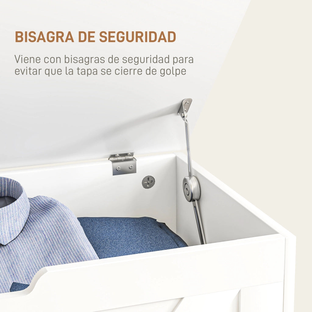 Pouf Contenitore con Coperchio ¨C Zephmum ¨C Bianco 80x40x45 cm