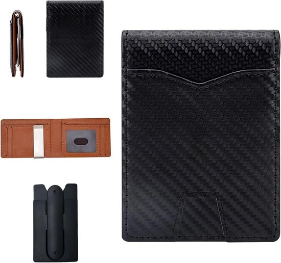 Portefeuilli RFID bloccanti per uomo, portafoglio in pelle con clip per banconote - nero - stile e pratico
