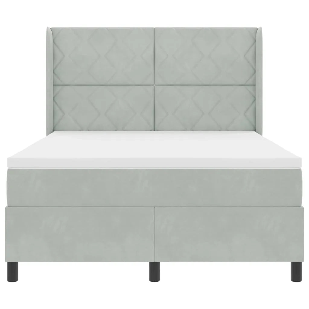 Letto a molle con testiera Grigio chiaro 140 x 190 cm Velluto 3343916