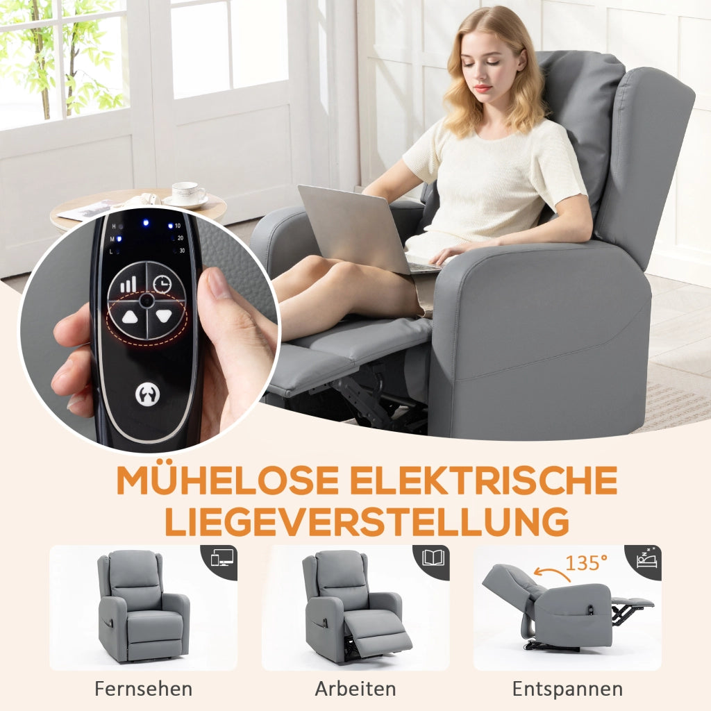 Poltrona massaggiante reclinabile elettrica ¨C zephmum ¨C similpelle grigio