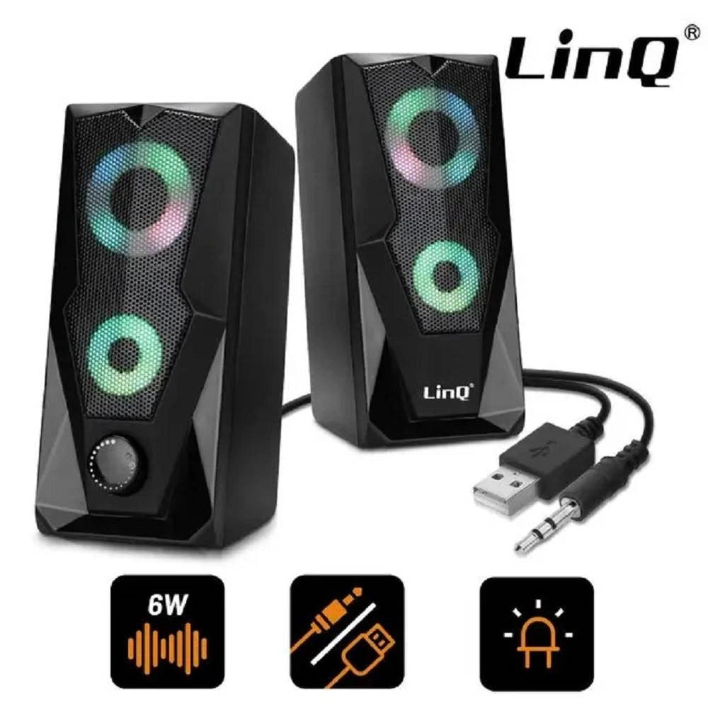Trade Shop - Casse Altoparlanti Stereo Usb 2.0 Con Luci Led Pc Gaming Rgb Speaker Tv Mp3 A5005 -