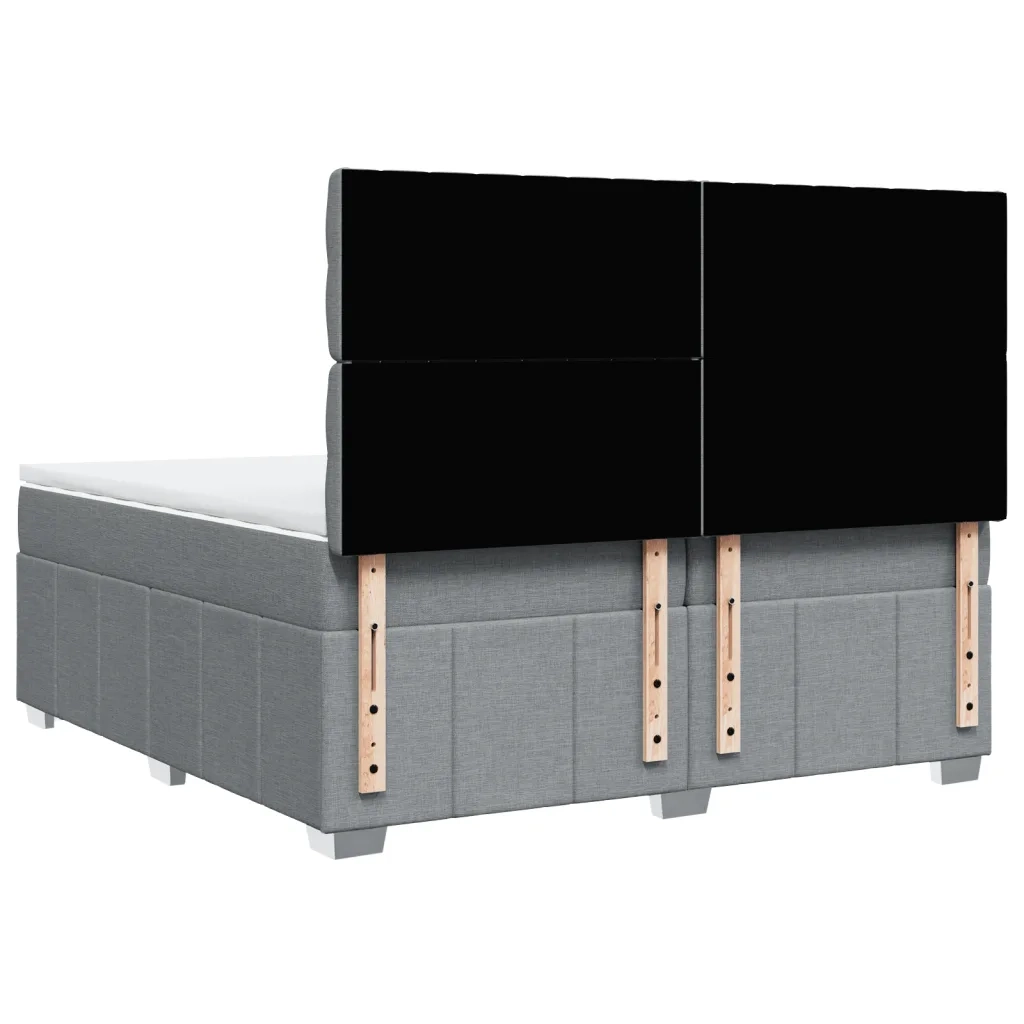 Giroletto a Molle con Materasso Grigio Chiaro 200x200cm Tessuto