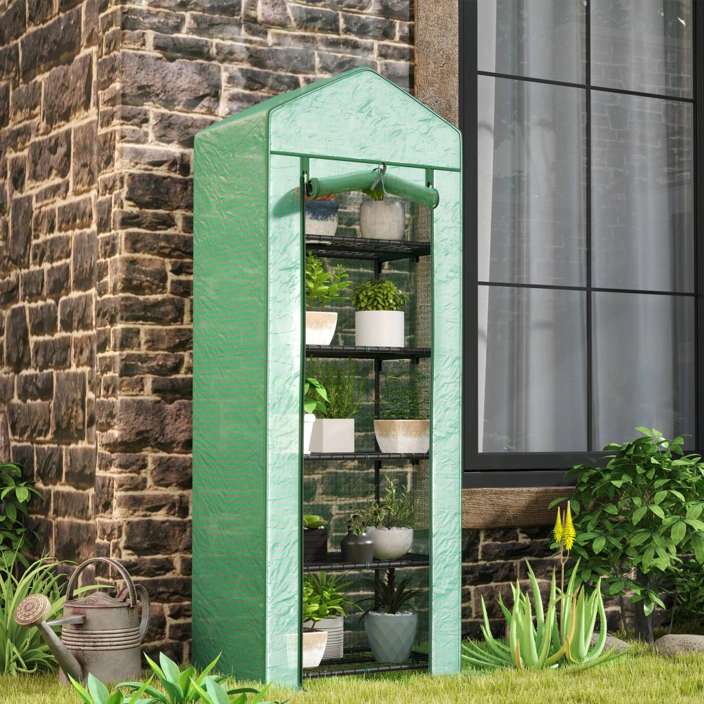 SERRA con 5 Livelli 69x49x193 cm in Plastica Verde