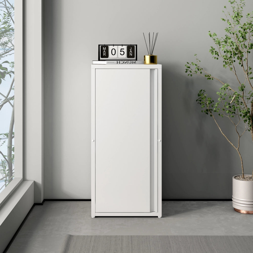 Armadio a Colonna Burlöv in Metallo Mobile per Archivio 88 x 40 x 35 cm Bianco [en.casa]