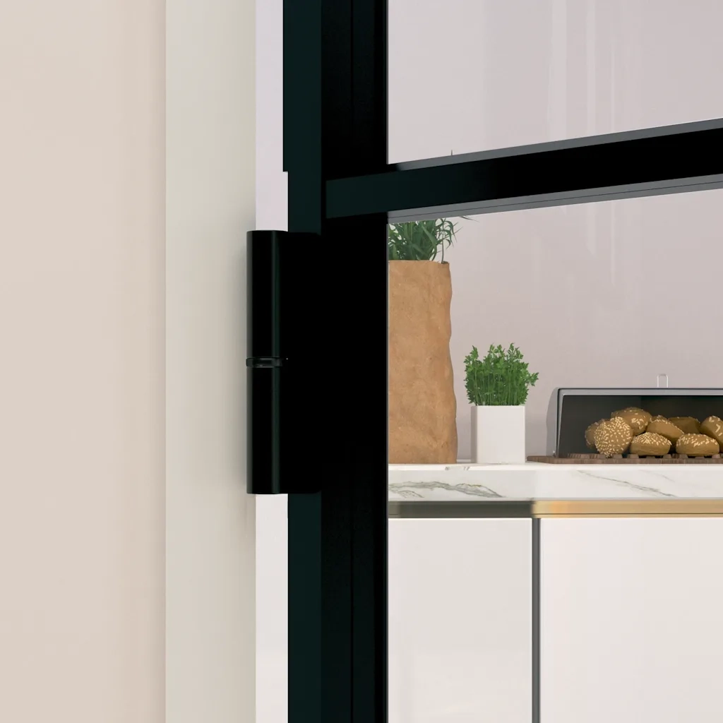 Porta Interna Nera 83x201,5cm Vetro Temperato Alluminio Sottile