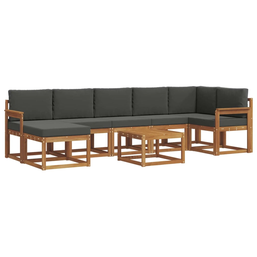 Set di divani da esterno con cuscino 8 pcs Naturale e Antracite