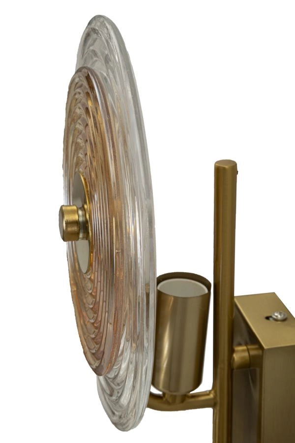Lampada da Muro Venice 25x10x52 cm in Vetro e Ferro Oro e Naturale e Marrone