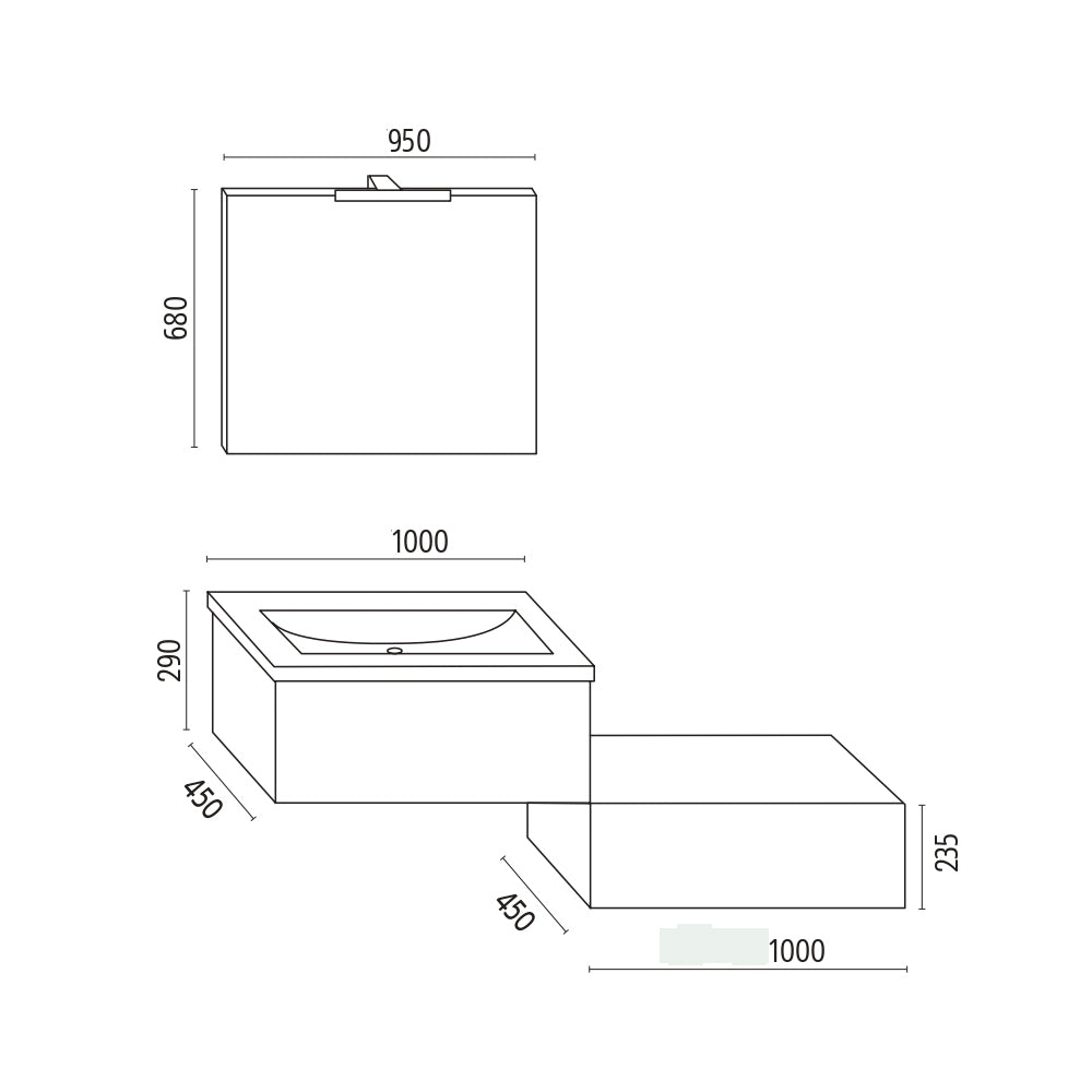 Mobile da bagno sospeso wonder corda con lavabo specchio made in italy *** confezione 1