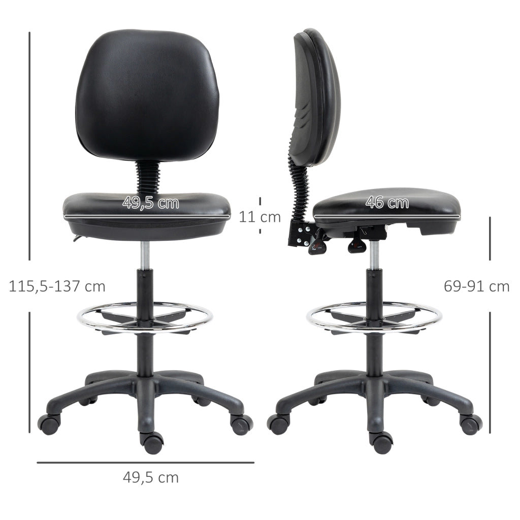 Sgabello Regolabile in Altezza con Schienale e Poggiapiedi ¨C zephmum ¨C 69-91 cm