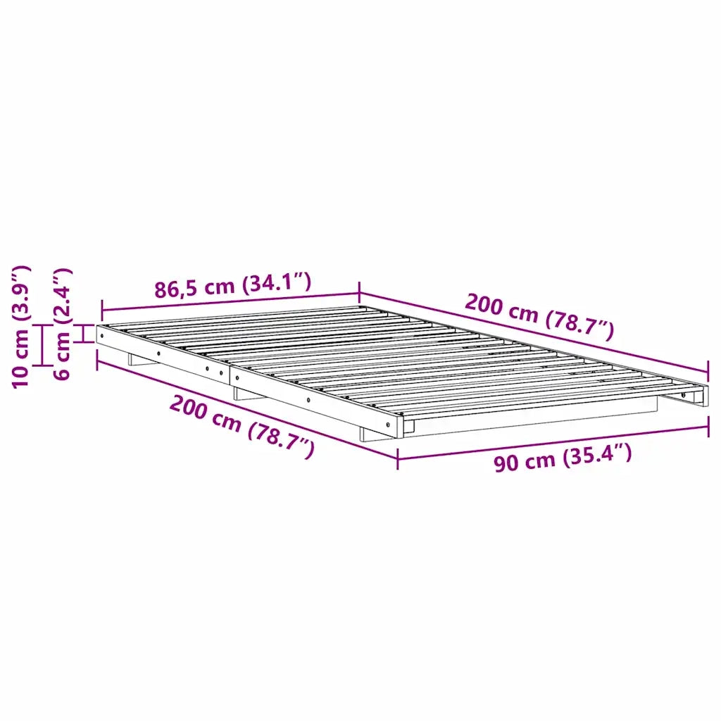 Struttura del letto Marrone cerato 90 x 200 cm Pino massello 873090