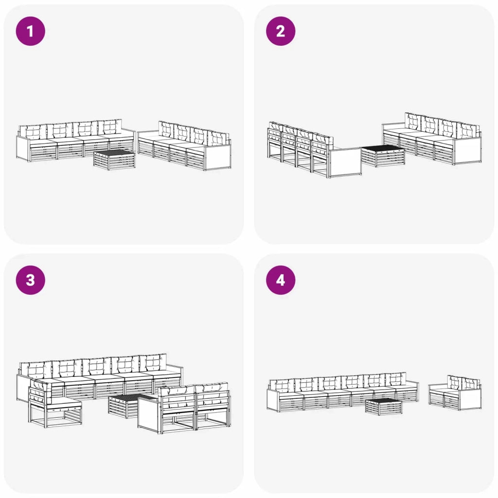 Set di divani da esterno 9 pz Naturale e Beige 3383181