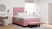 Letto Box Spring con Materasso e Panca Rosa 120x190 cm Velluto