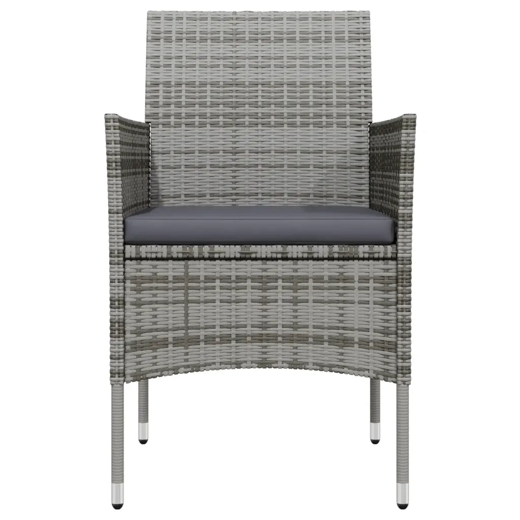 Set da Pranzo da Giardino 3 pz con Cuscini Grigio e Nero 3099311