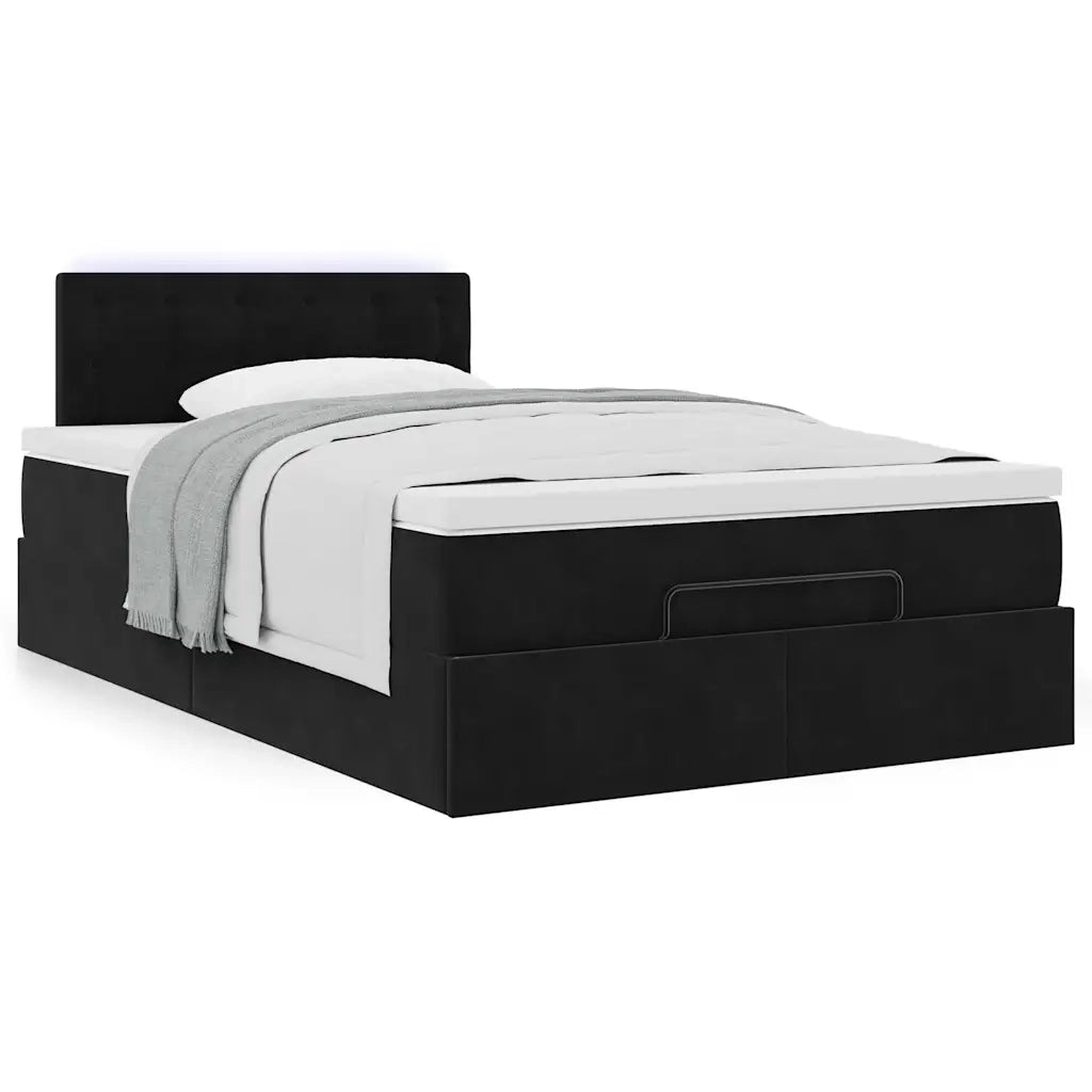 Struttura Letto Pouf con Materasso Nero 120x200 cm Velluto 3311911
