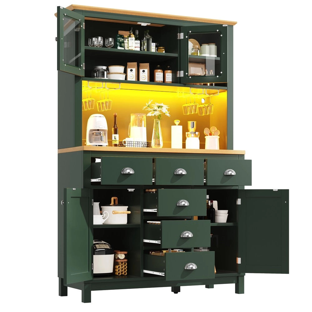 Mobile Buffet con LED ¨C Xylo ¨C Verde/Bianco, 4 Ante, 104x40x180 cm
