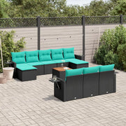 Set Divani da Giardino 11 pz con Cuscini Nero in Polyrattan 3224783