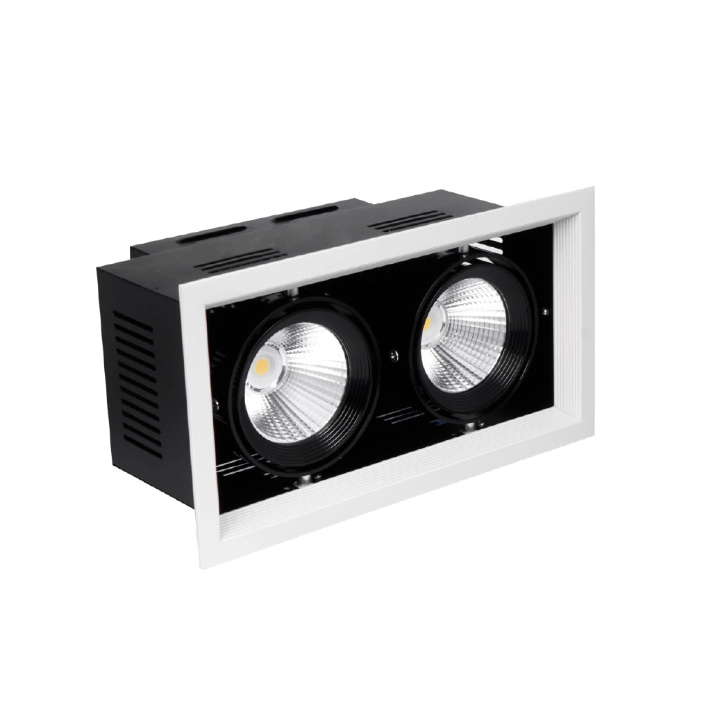 Faro led orientabile da incasso con chip cob 2x15w 4000K luce naturale