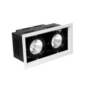Faro led orientabile da incasso con chip cob 2x15w 4000K luce naturale