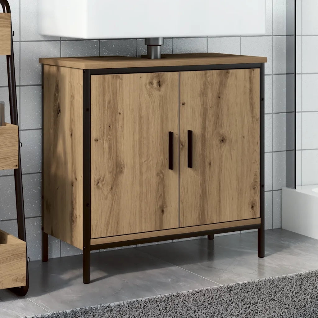 Mobile Sottolavabo-Armadietto da bagno Rovere 60x30x60 cm Legno Multistrato