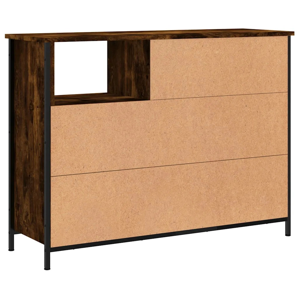 Credenza Rovere Fumo 100x33x75 cm in Legno Multistrato