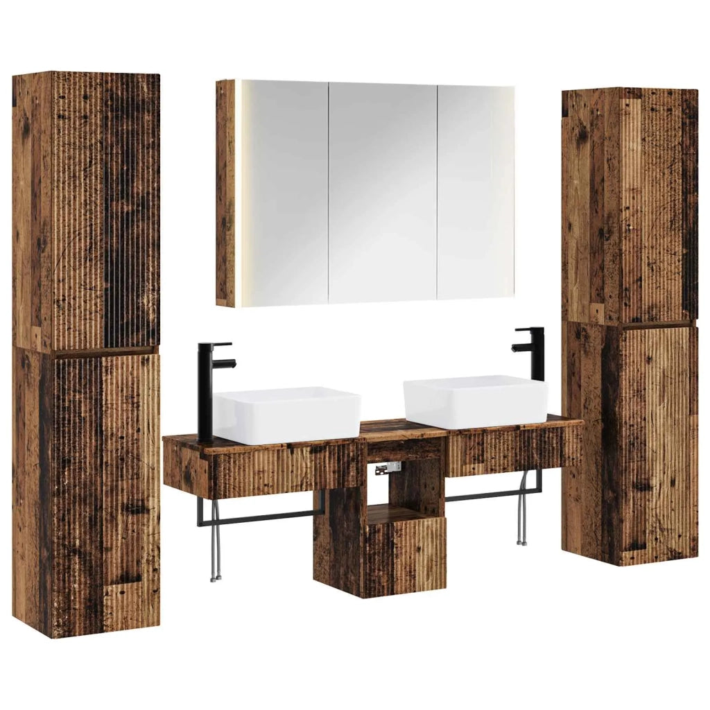 Set di mobili per il bagno 6 pcs Legno antico 3407205