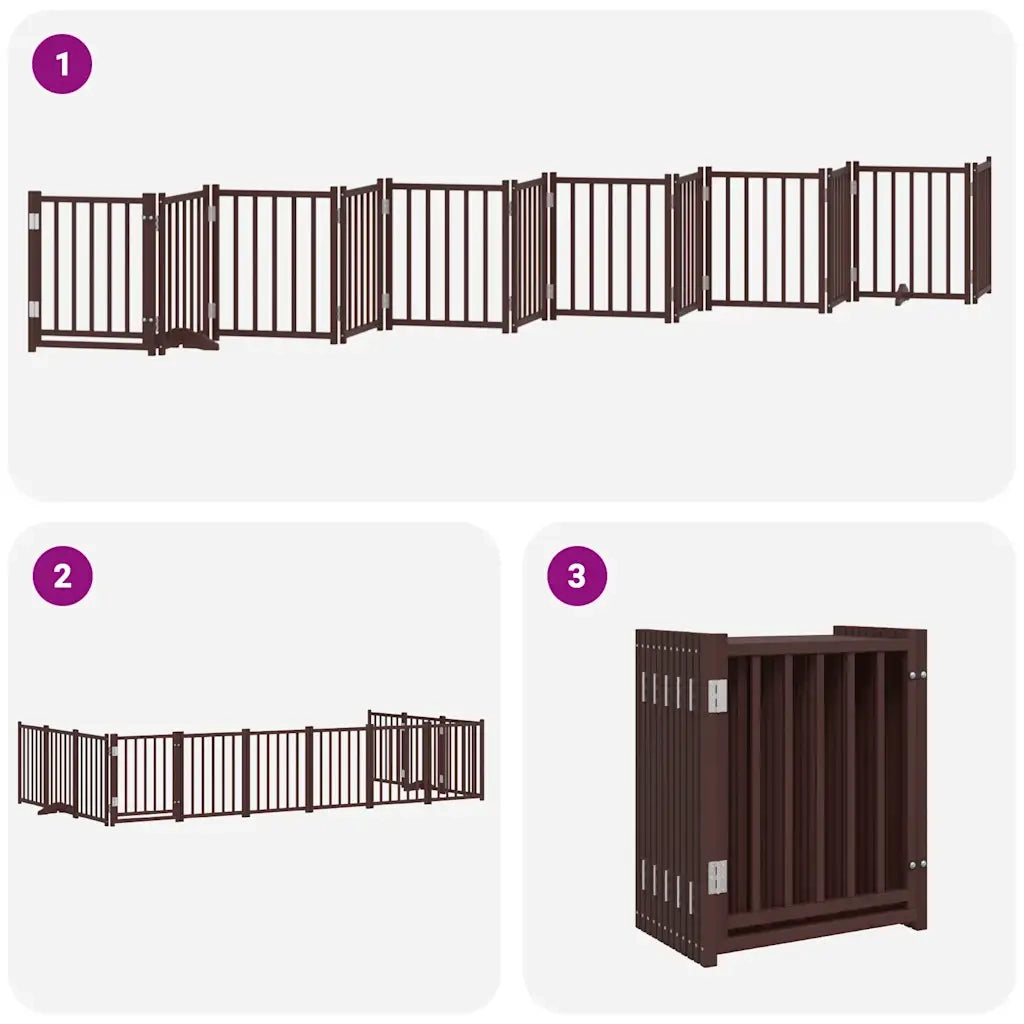 vidaXL Cancello Cani Porta Pieghevole Marrone 12 Pannelli 600cm Pioppo