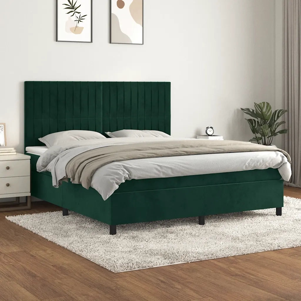 Giroletto a Molle con Materasso Verde Scuro 160x200 cm Vellutocod mxl 75874