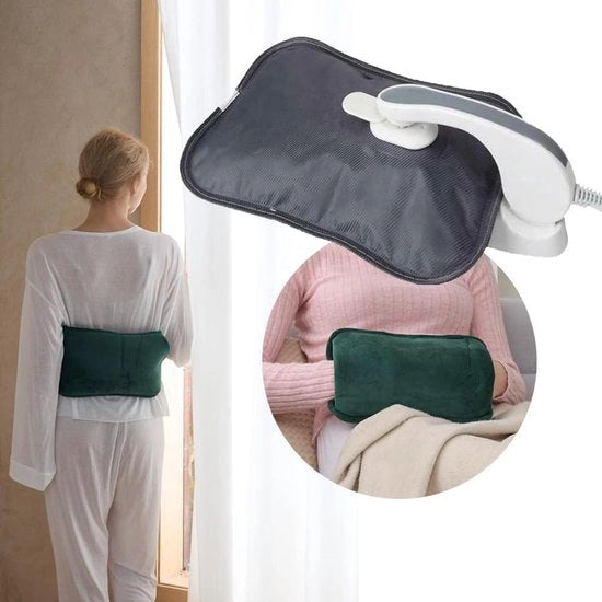 Kruik elettrica per acqua calda con cinturino morbido - riscaldatore portatile per letto - verde scuro