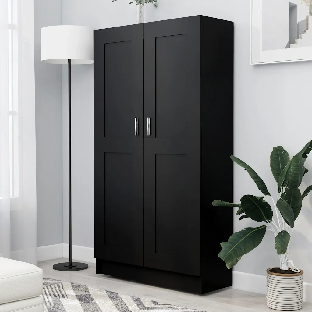 Libreria Nera 82,5x30,5x150 cm in Legno Multistrato 802724