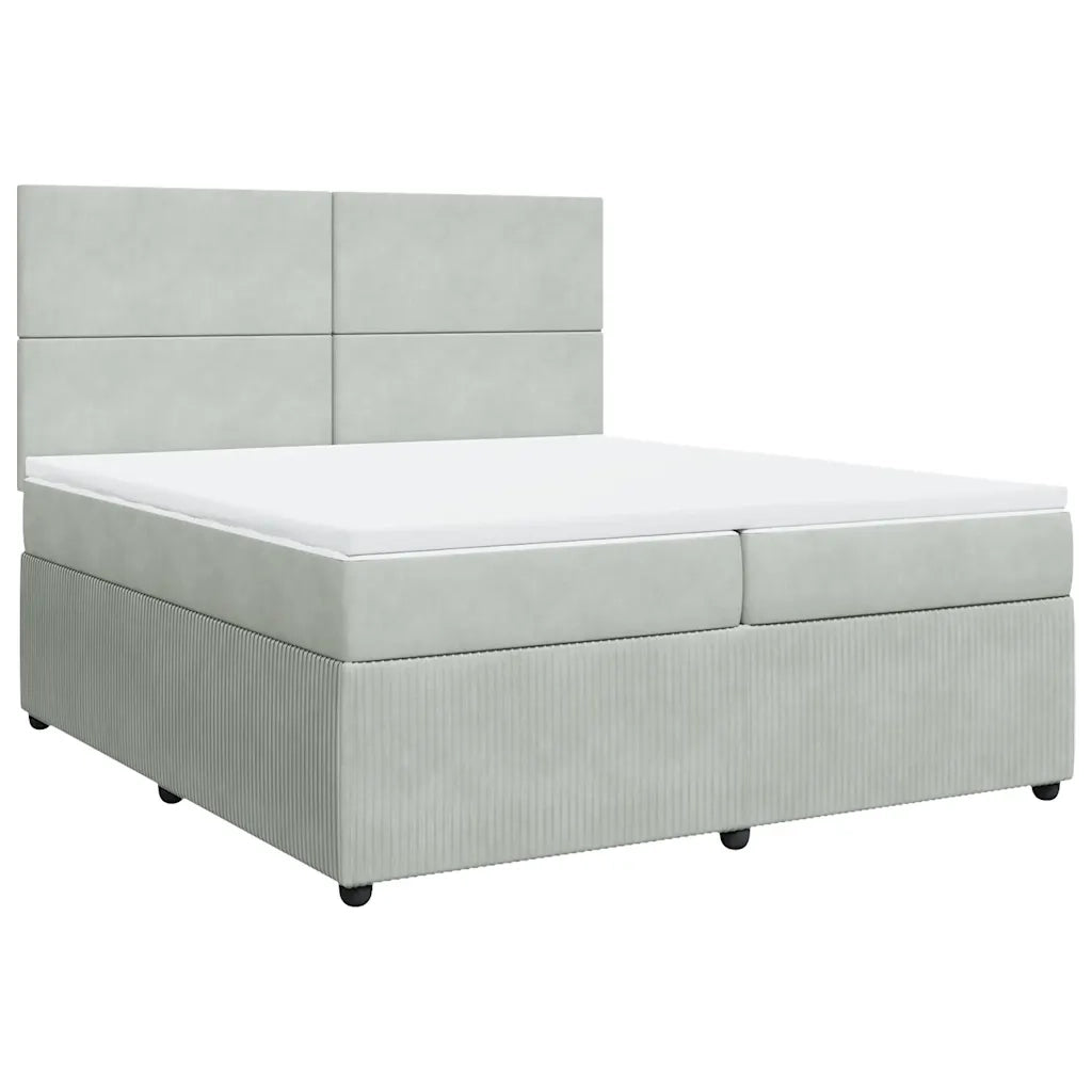 Giroletto a Molle con Materasso Grigio Chiaro 200x200cm Velluto