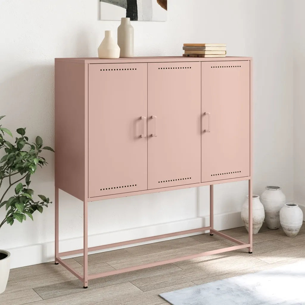 Credenza | Madia | Buffet da pranzo | Armadio da pranzo Rosa 100,5x39x107 cm in Acciaio