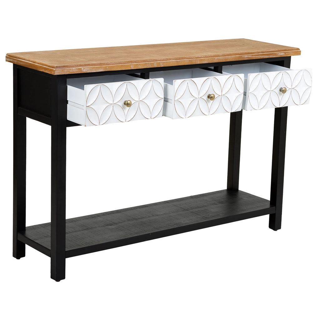 Mobile da ingresso in legno con 3 cassetti 120x40x81