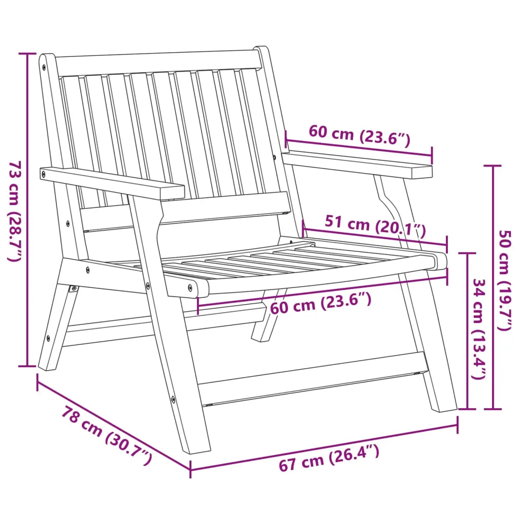 Panca Relax 2 pcs Marrone Legno di Acacia Massello 367826