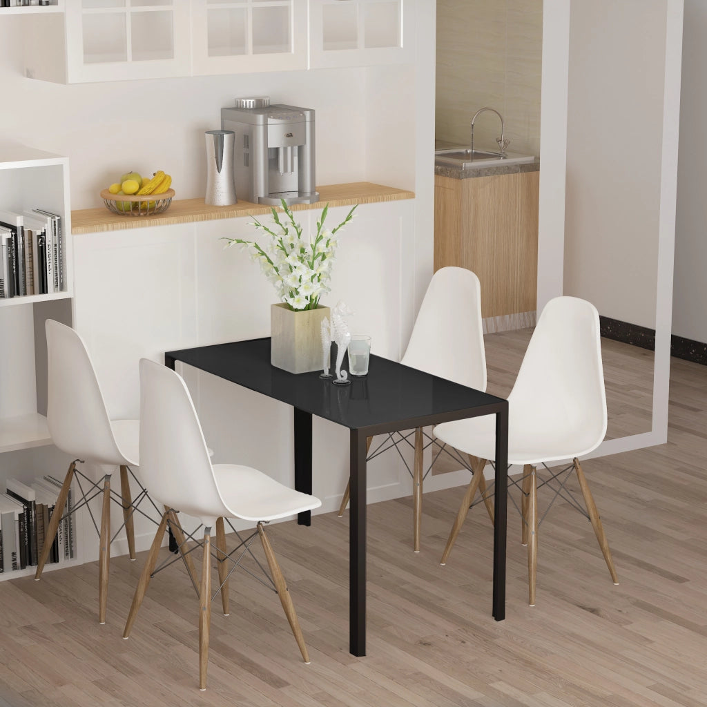 Tavolo da Cucina per 4 Persone in Metallo e Vetro Temperato, 120x60x75 cm, Nero