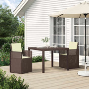 Set da Pranzo per Giardino con cuscino 3 pcs Marrone e Crema PP