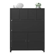 Credenza alta con 4 cassetti; ripiani regolabili e LED RGB - per cucina - 140×38.5×180 cm