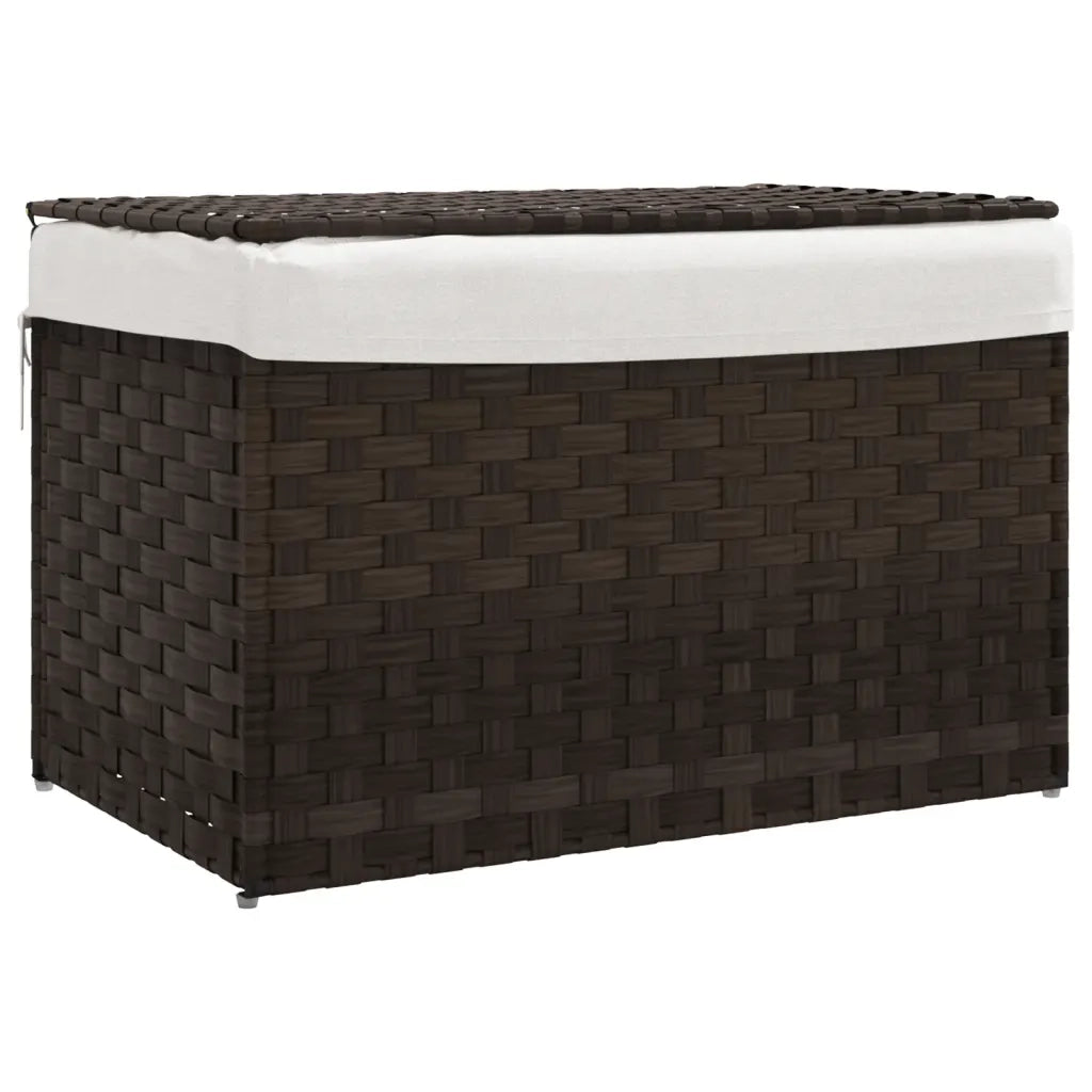 Cesto Biancheria Coperchio Marrone Scuro 55,5x35x34 Polyrattan 372050