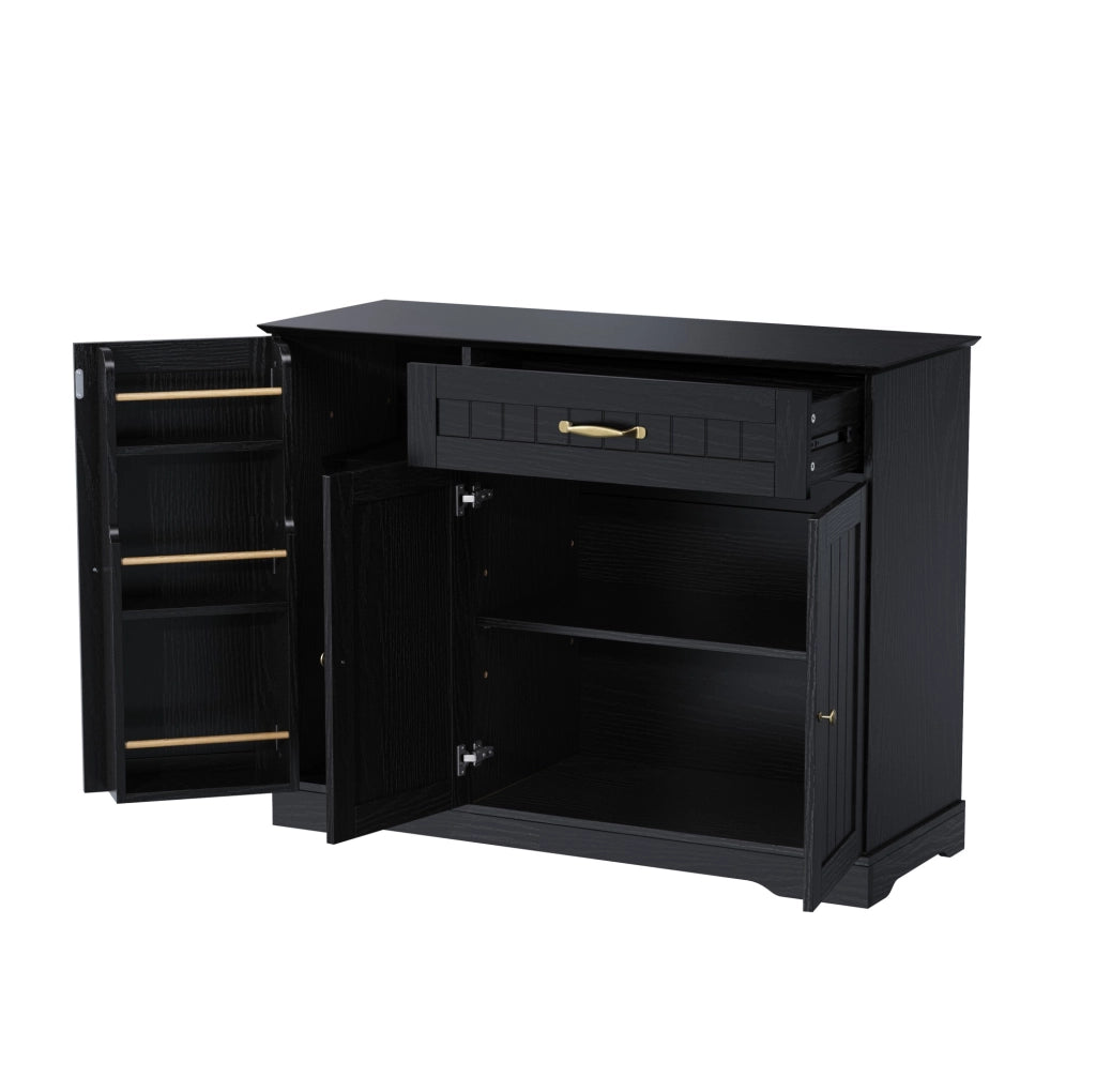 Mobile portascarpe 107x40x84 cm in MDF nero con cassetto, per ingresso e contenimento