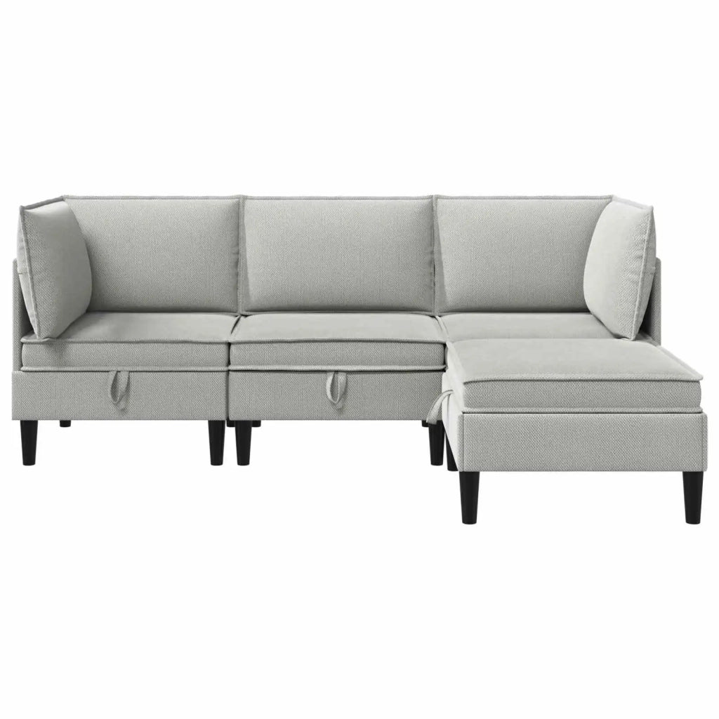 Set di mobili per il soggiorno 4 pcs Grigio chiaro Tessuto