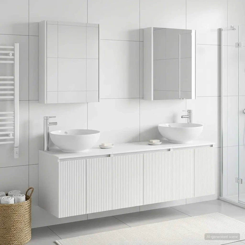 Set di Armadi da Bagno 5 pcs Bianco Legno ingegnerizzato 3406487