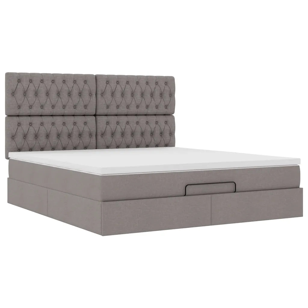 Struttura Letto Pouf con Materasso Tortora 180x200cm in Tessuto 3313262