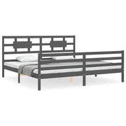 Letto matrimoniale | Letto per adulti | Giroletto con Testiera Grigio 200x200 cm in Legno Massello