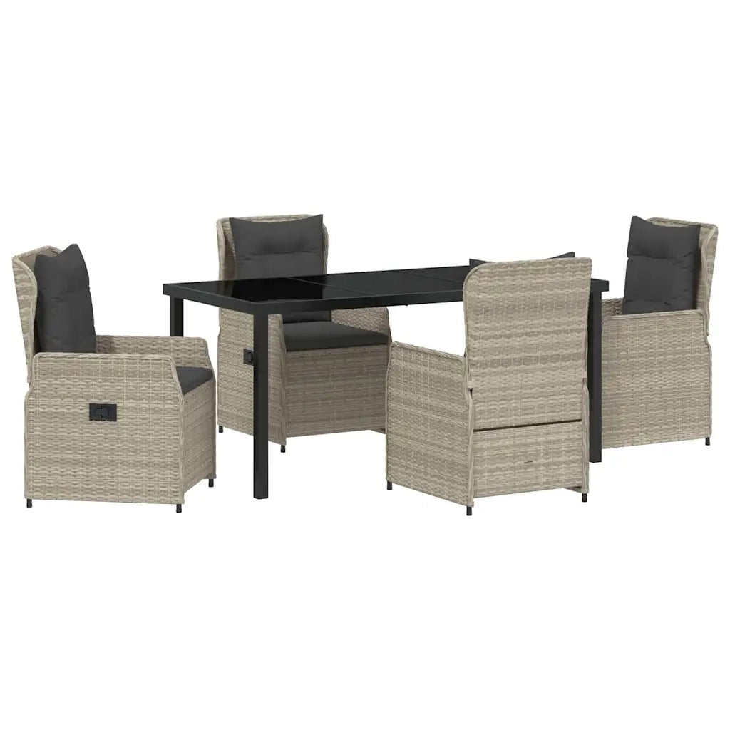 Set da Pranzo per Giardino 5 pcs Grigio chiaro polyrattan 3380977