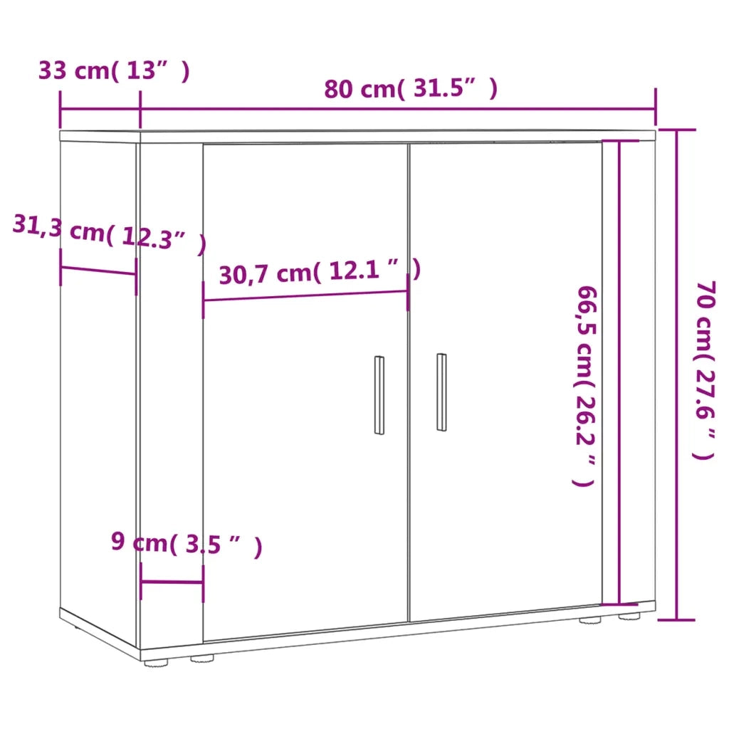 Credenza Grigio Sonoma 80x33x70 cm in Legno Multistrato 816566