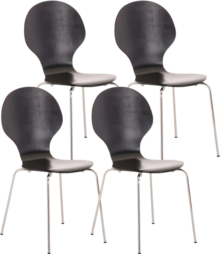 Set 4 Sedie Impilabili Diego in Legno Robusto nero
