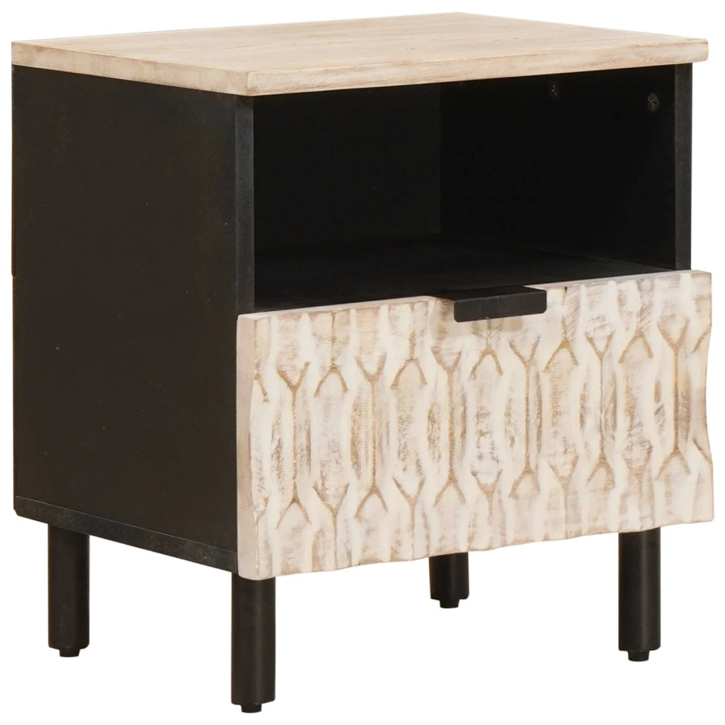 Set di 2 Comodini | Armadio da Notte | Mobiletto da notte con cassetto Bianco 40 x 33 x 46 cm