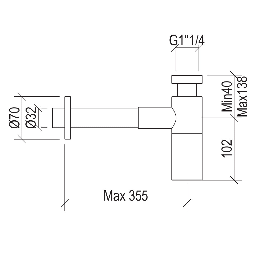 Sifone Doccia Minimale Tondo G11/4 Modello Lusso Satinato