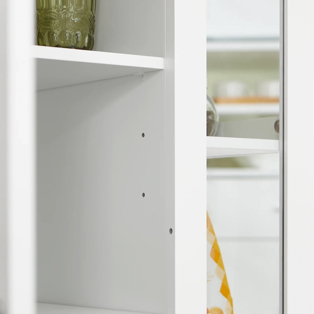 Carrello Cucina Credenza Bianca con Armadio e portabottiglie Bianco FKW75-WN